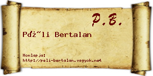 Péli Bertalan névjegykártya